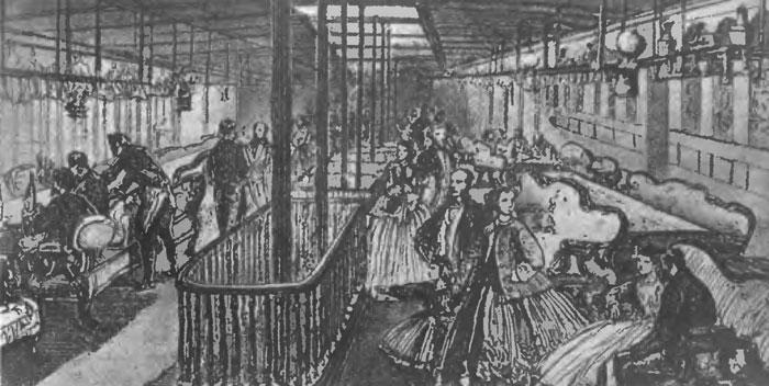Пассажирский салон на трансатлантическом лайнере (около 1860 г.)