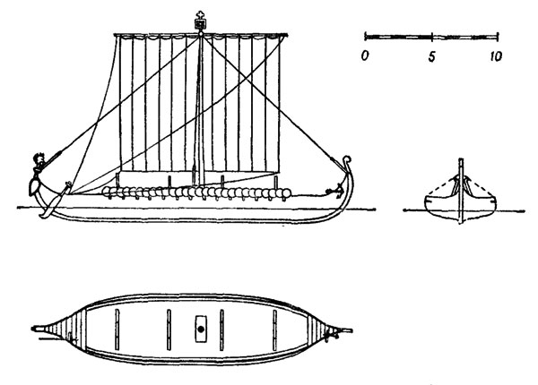 Рис. 23. Военное судно викингов периода около 1000 г.