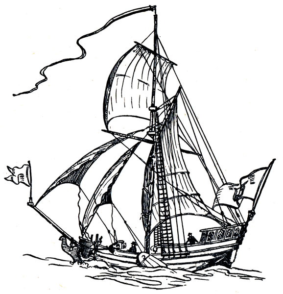 Голландская яхта со смешанным вооружением и шверцами (XVII век)